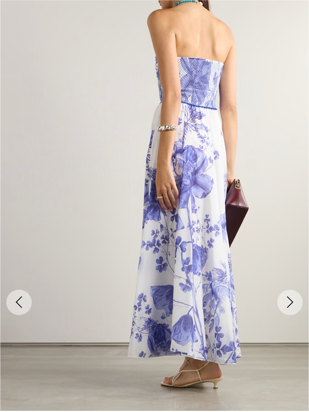 CHARO RUIZ Stunning Kolay Strapless Smocked Floral Maxi Dress Ibiza 1989 Small - Picture 3 of 15